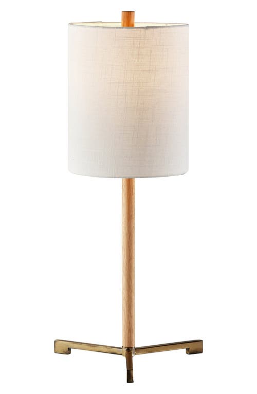 Adesso Lighting Maddox Table Lamp In Natural Wood/antique Brass