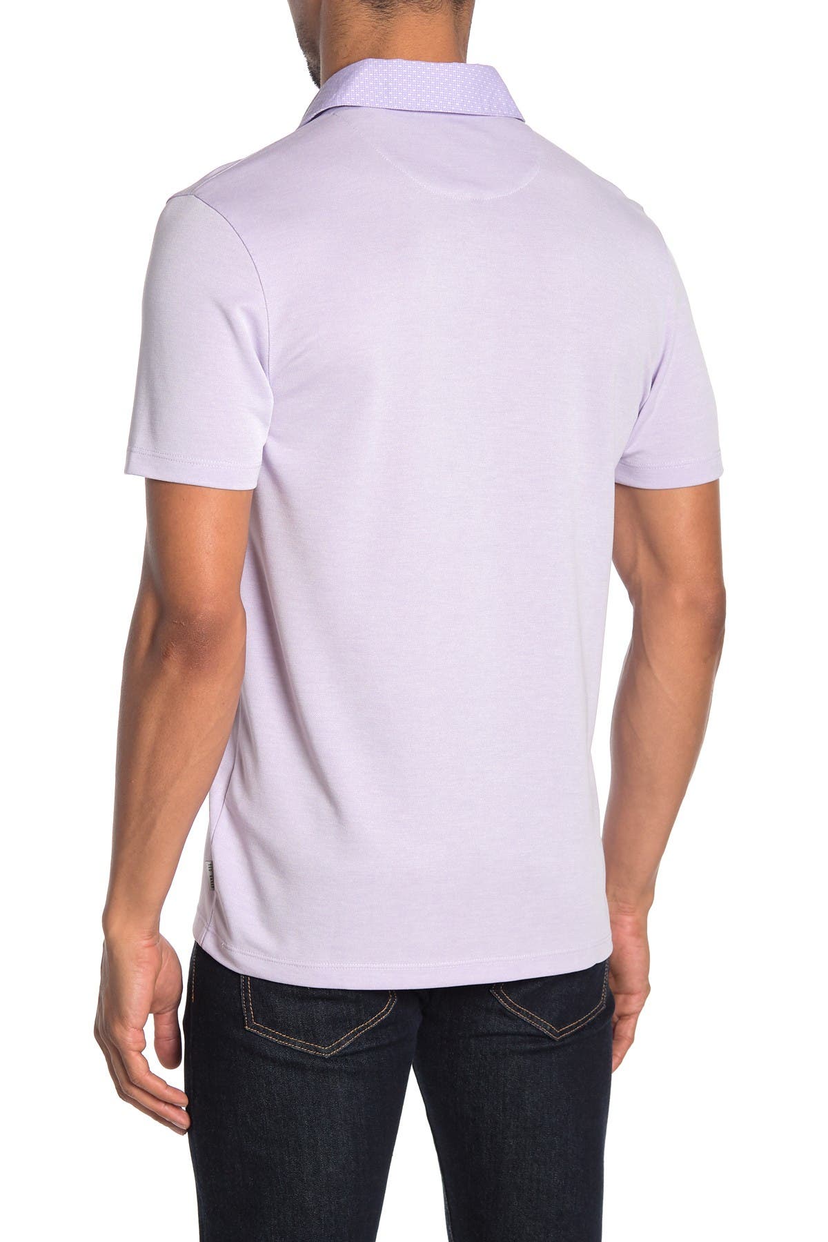 Ted Baker Woven Collar Short Sleeve Polo In Light/pastel Purple1