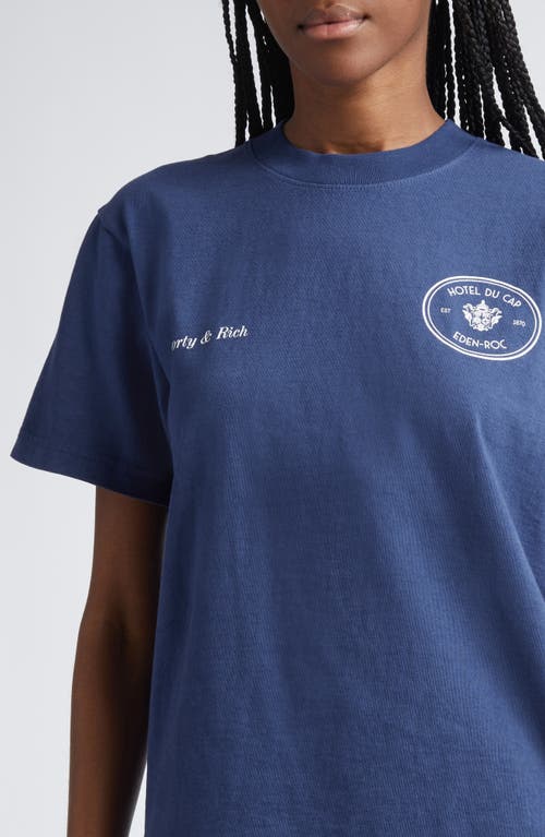 Shop Sporty And Rich Sporty & Rich Hotel Du Cap Cotton Graphic T-shirt In Indigo