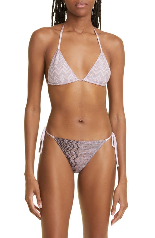 Missoni Gradient Zigzag Two-Piece Swimsuit in Patch Pink Lame Silver