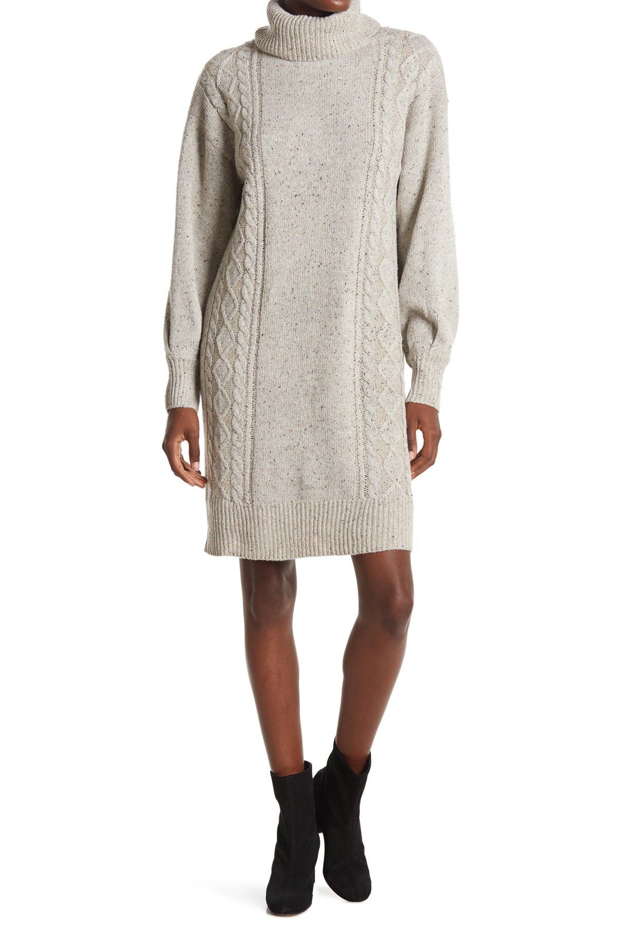 balloon sleeve cable knit sweater