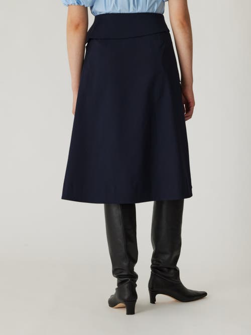 Shop Rebecca Taylor Refined Sateen Foldover Wrap Skirt In Dark Navy