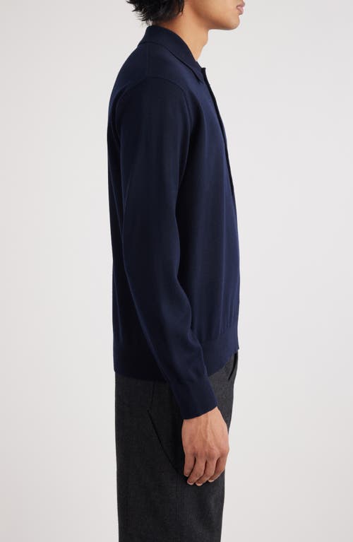 Shop Dries Van Noten Muano Wool Polo Sweater In Navy