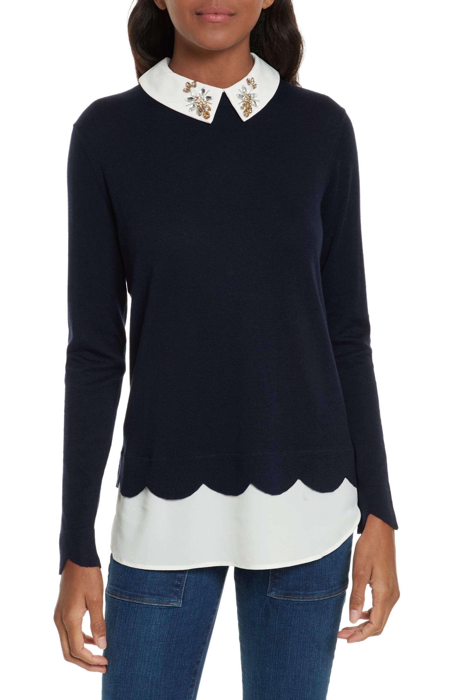 Ted Baker London Suzaine Embellished Layered Look Sweater | Nordstrom