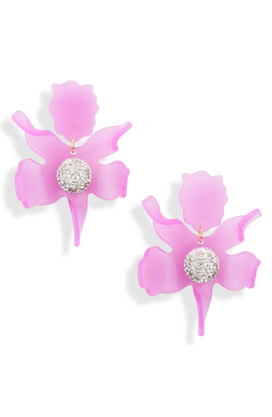 Shop Lele Sadoughi Crystal Lily Earrings In Ultraviolet