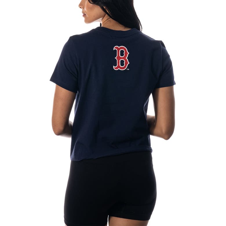 Shop The Wild Collective Navy Boston Red Sox Twist Front T-shirt