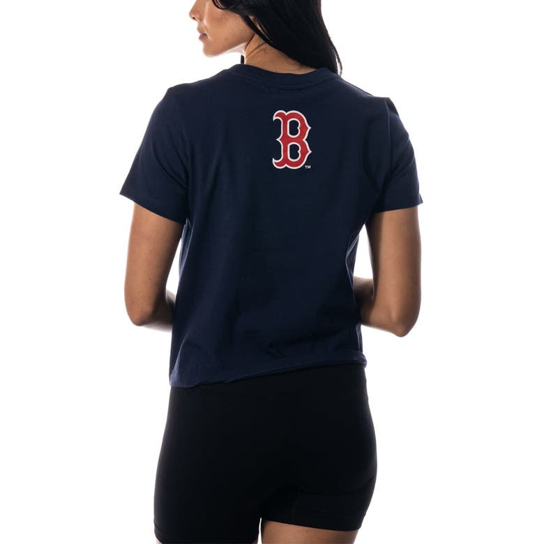 The Wild Collective Navy Boston Red Sox Twist Front T-shirt In Navy