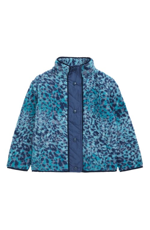 Tucker + Tate Kids' Fluffy High-Pile Fleece Jacket in Teal Gem Ombre Leopard Spots