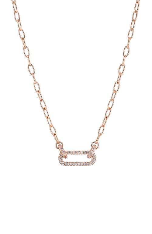 Nadri Lucca Double Link Pavé Pendant Necklace in Rose Gold 