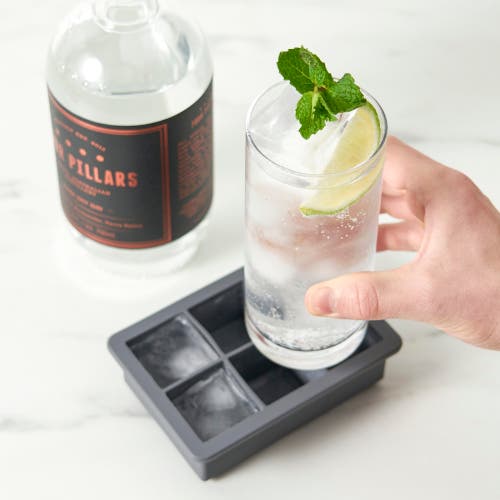 Viski Glacier Highball Ice Cube Tray With Lid In Grey
