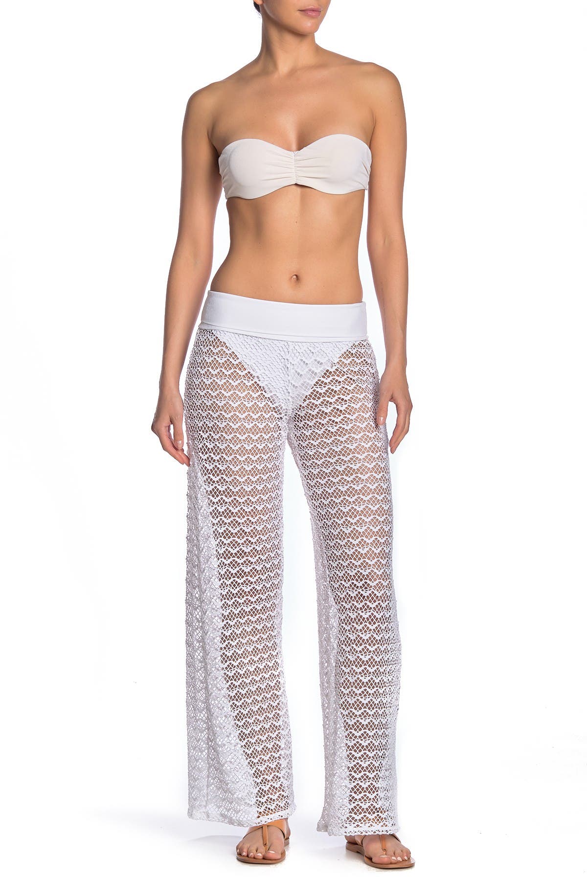 white crochet cover up pants