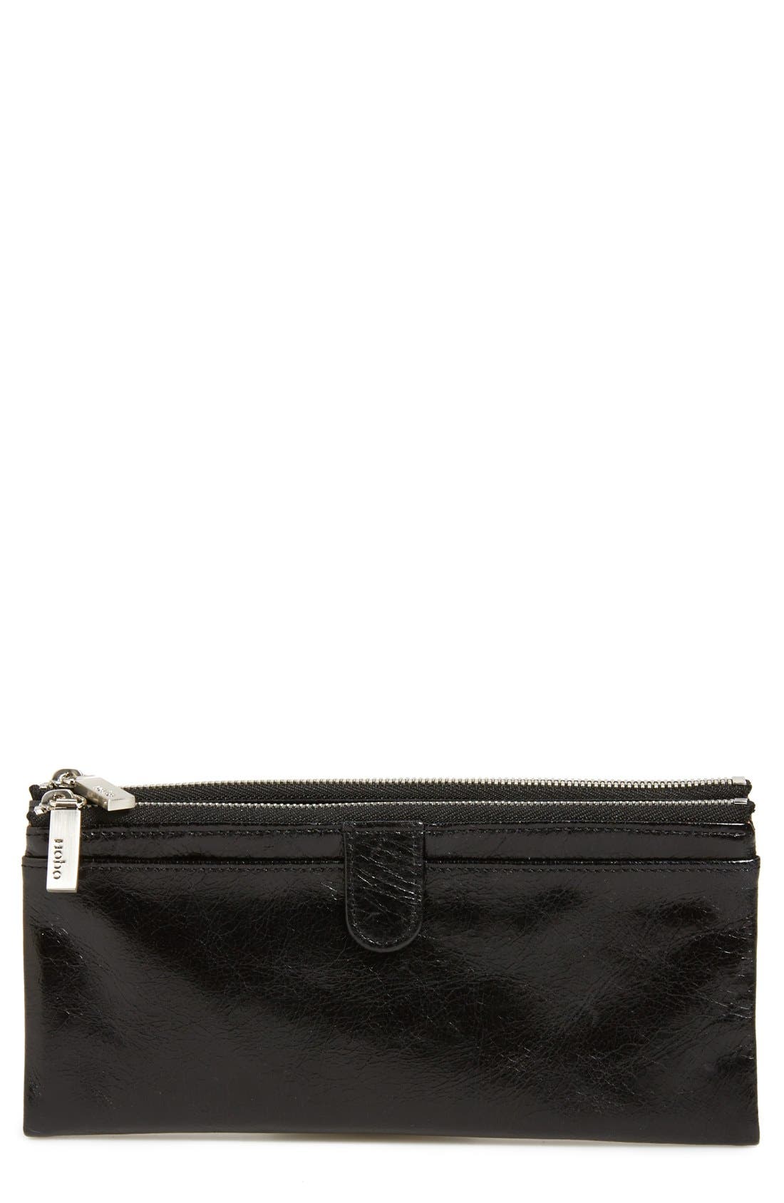 Hobo 'taylor' Glazed Leather Wallet In Black