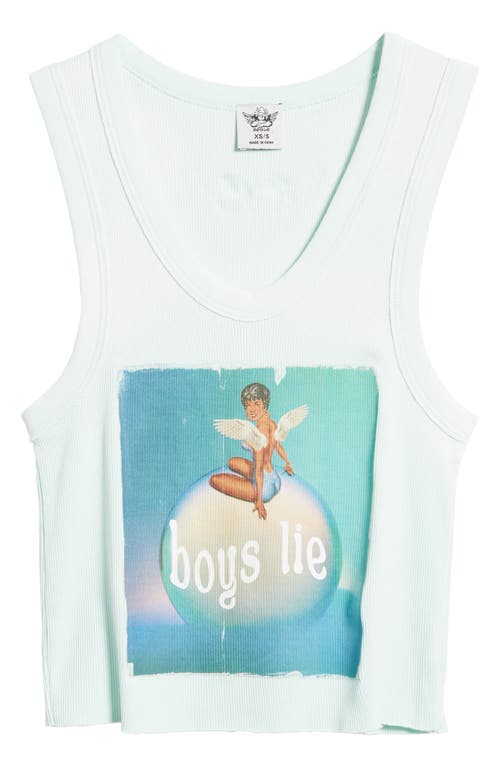 Shop Boys Lie Burst Your Bubble Cotton Rib Graphic Tank Top In Blue