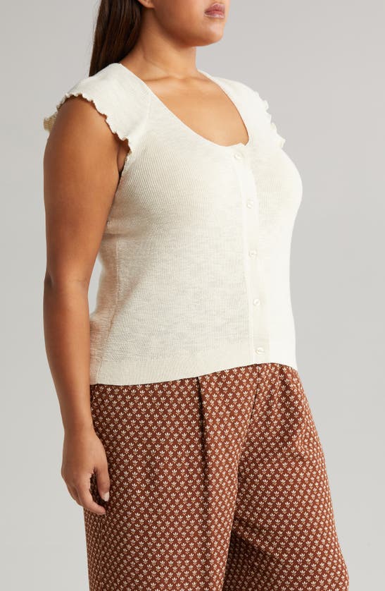 Treasure & Bond Cap Sleeve Cardigan In Ivory Dove