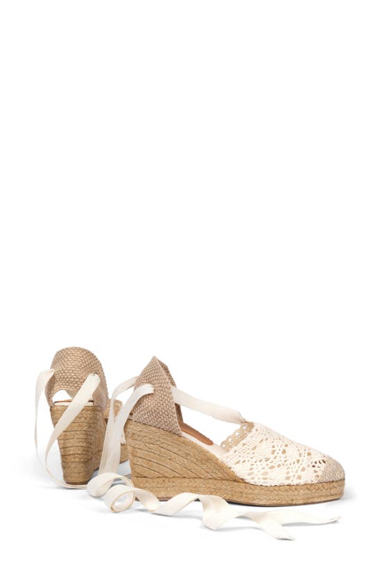 Shop Penelope Chilvers High Valenciana Ankle Tie Espadrille Wedge Pump In Chalk