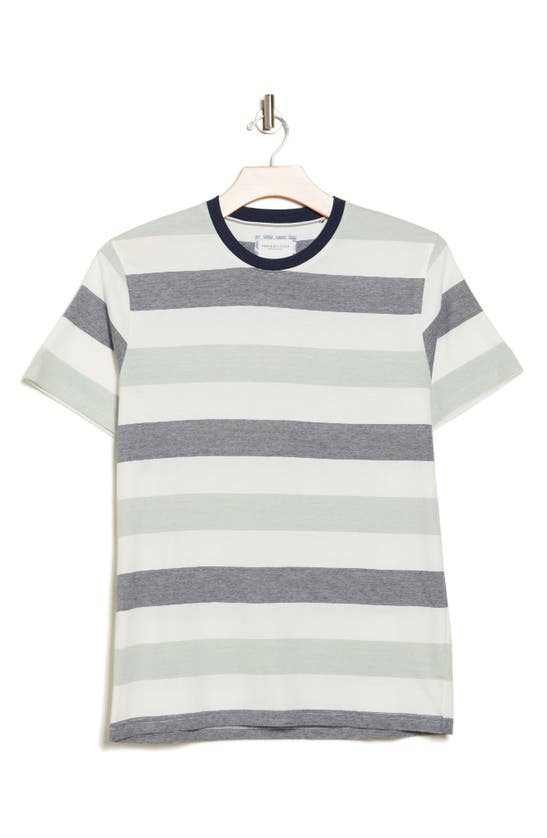 Shop Denim And Flower Stripe Colorblock Cotton T-shirt In Off White