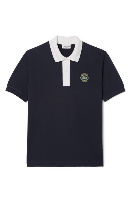 Shop Lacoste Classic Fit Logo Patch Piqué Polo In El5 Abimes/blanc