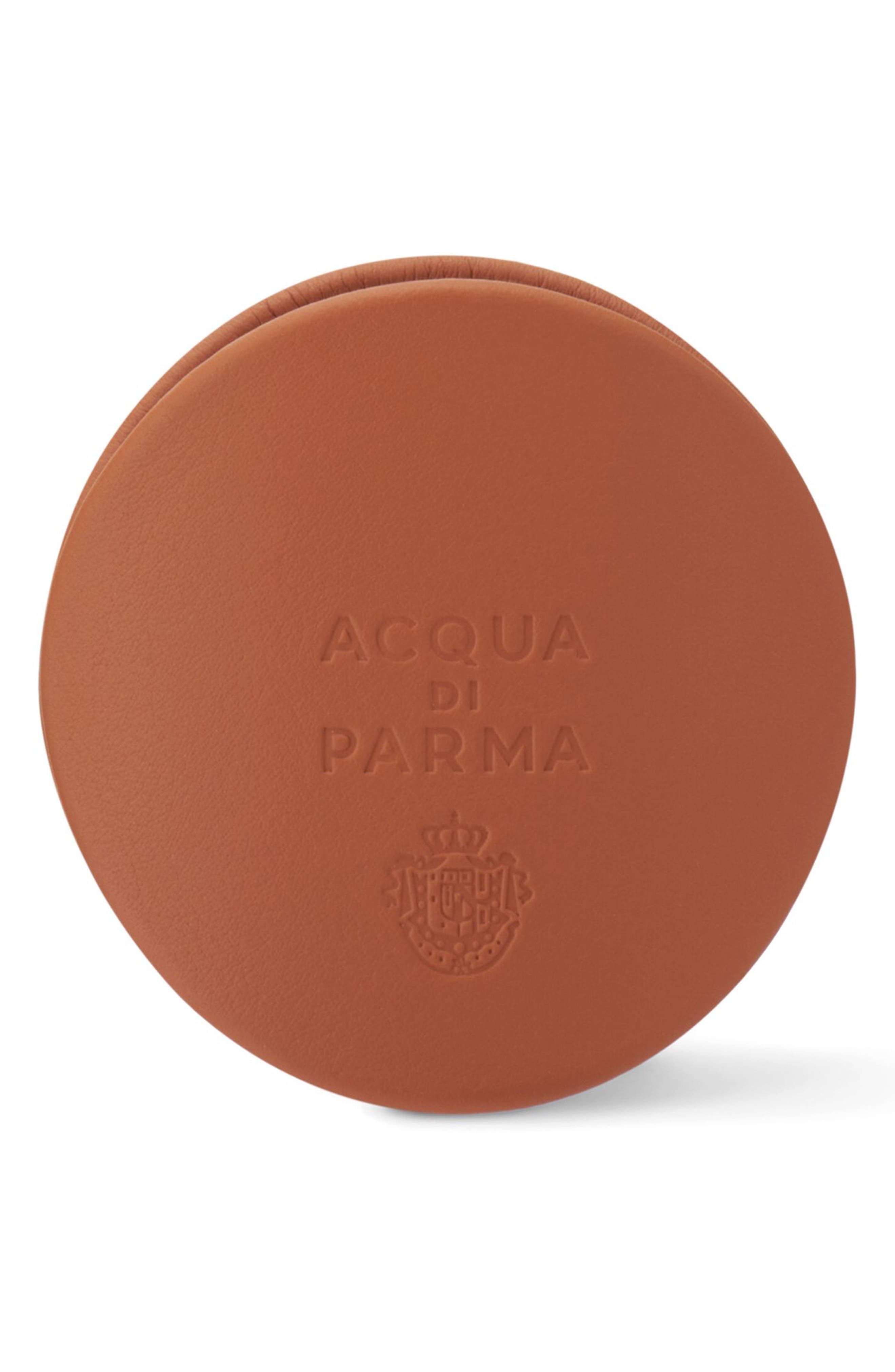 Acqua Di Parma Yellow Leather Car Diffuser Case In Camel Leather