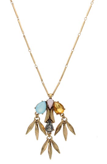 Shop Olivia Welles Rosana Pendant Necklace In Burnished Gold/multi