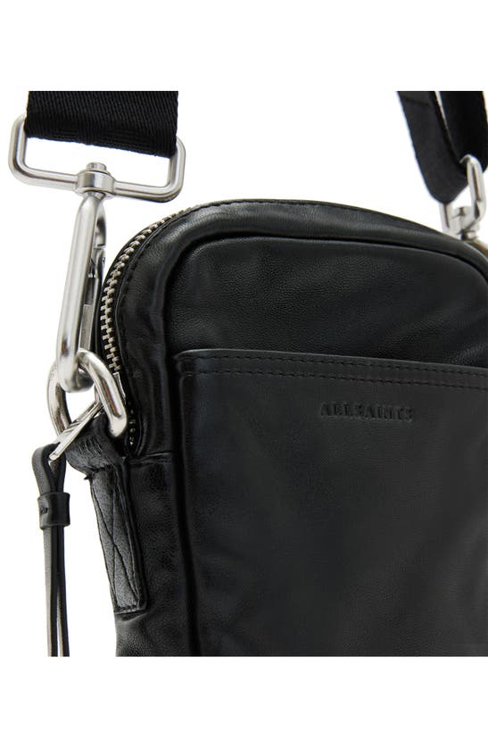 Shop Allsaints Zumo Leather Phone Crossbody Bag In Black