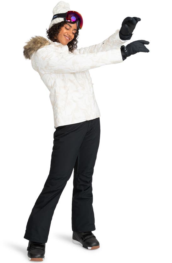 Shop Roxy Jet Ski Technical Snow Jacket With Removable Faux Fur Trim And Hood In Glow