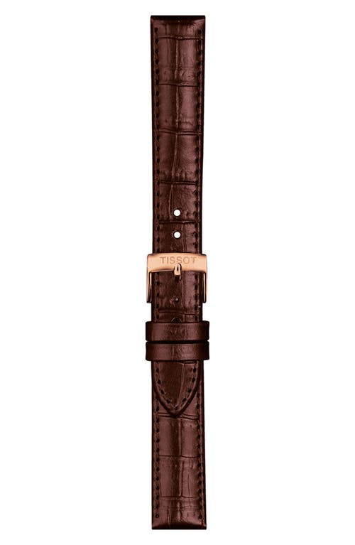 Tissot 15mm Croc Embossed Leather Watch Strap in Brown at Nordstrom