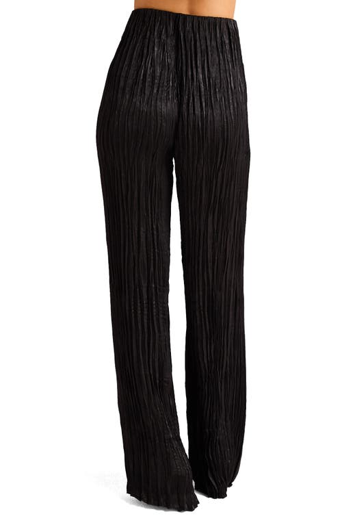 Shop Bella Dahl Variegated Pleat Wide Leg Satin Pants In Black