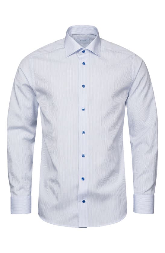 Shop Eton Slim Fit Microprint Shirt In Medium Blue