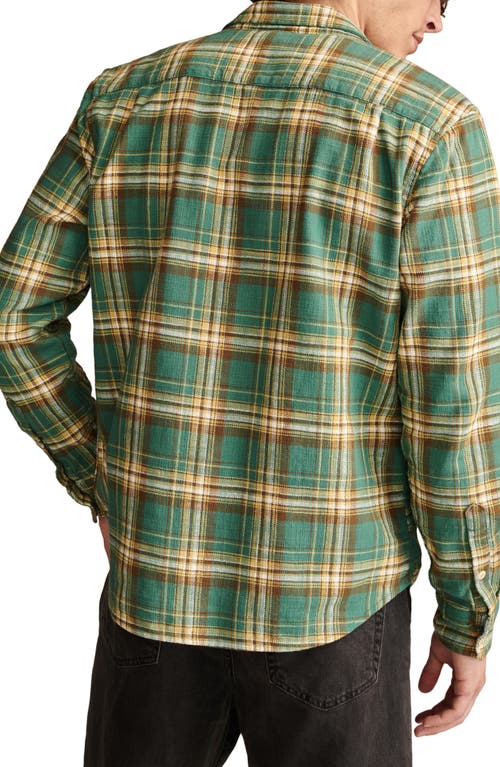 Shop Lucky Brand Plaid Big Slub Twill Button-up Shirt In Natural Green Multi