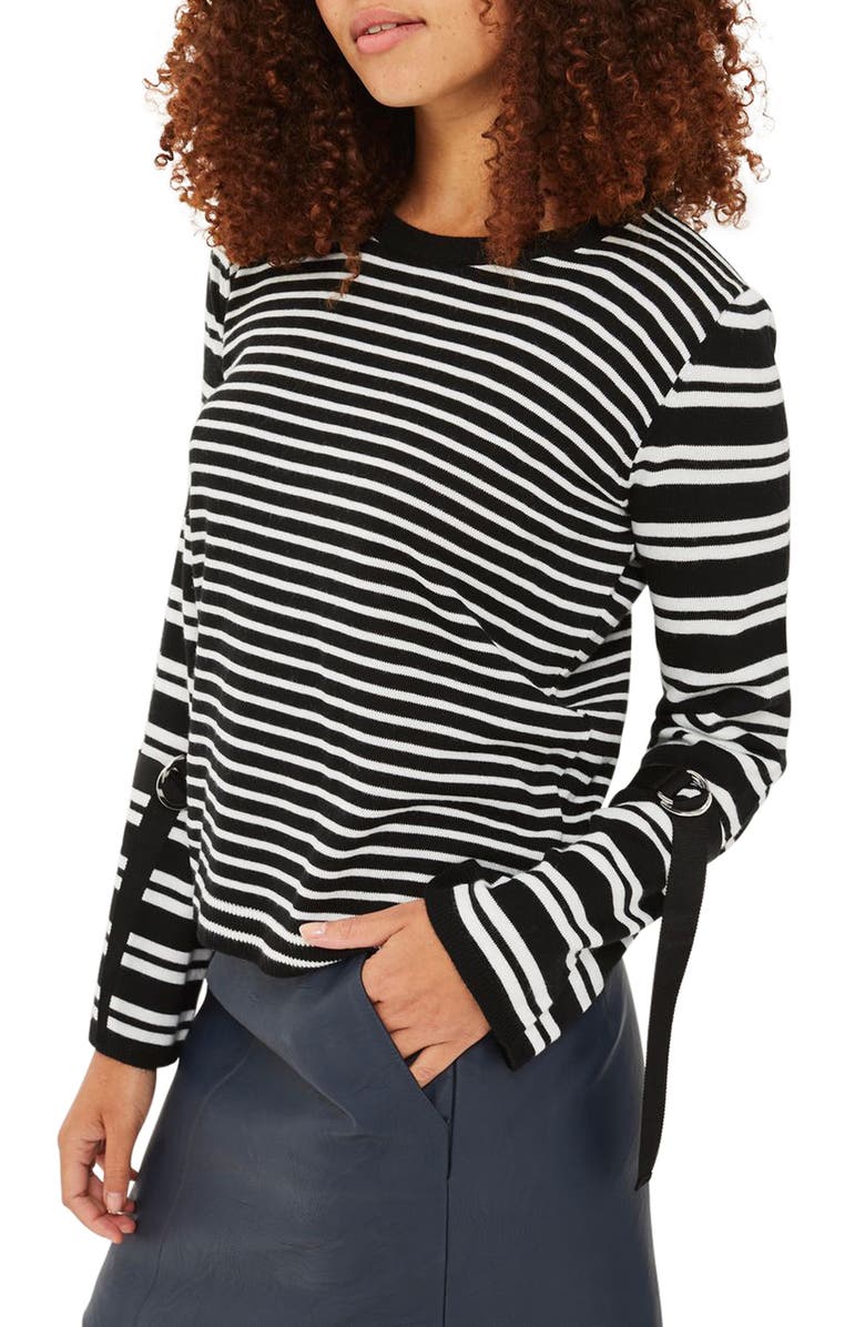 Topshop Buckle Cuff Stripe Sweater | Nordstrom