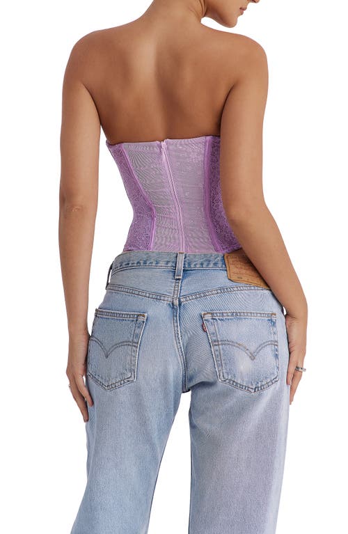 Shop Mistress Rocks Strapless Lace Corset Top In Orchid