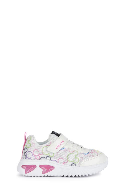 Shop Geox X Disney Kids' Assister Light-up Sneaker In White/multicolor