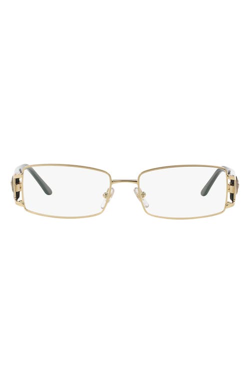 Versace 52mm Rectangle Optical Glasses in Pale Gold at Nordstrom