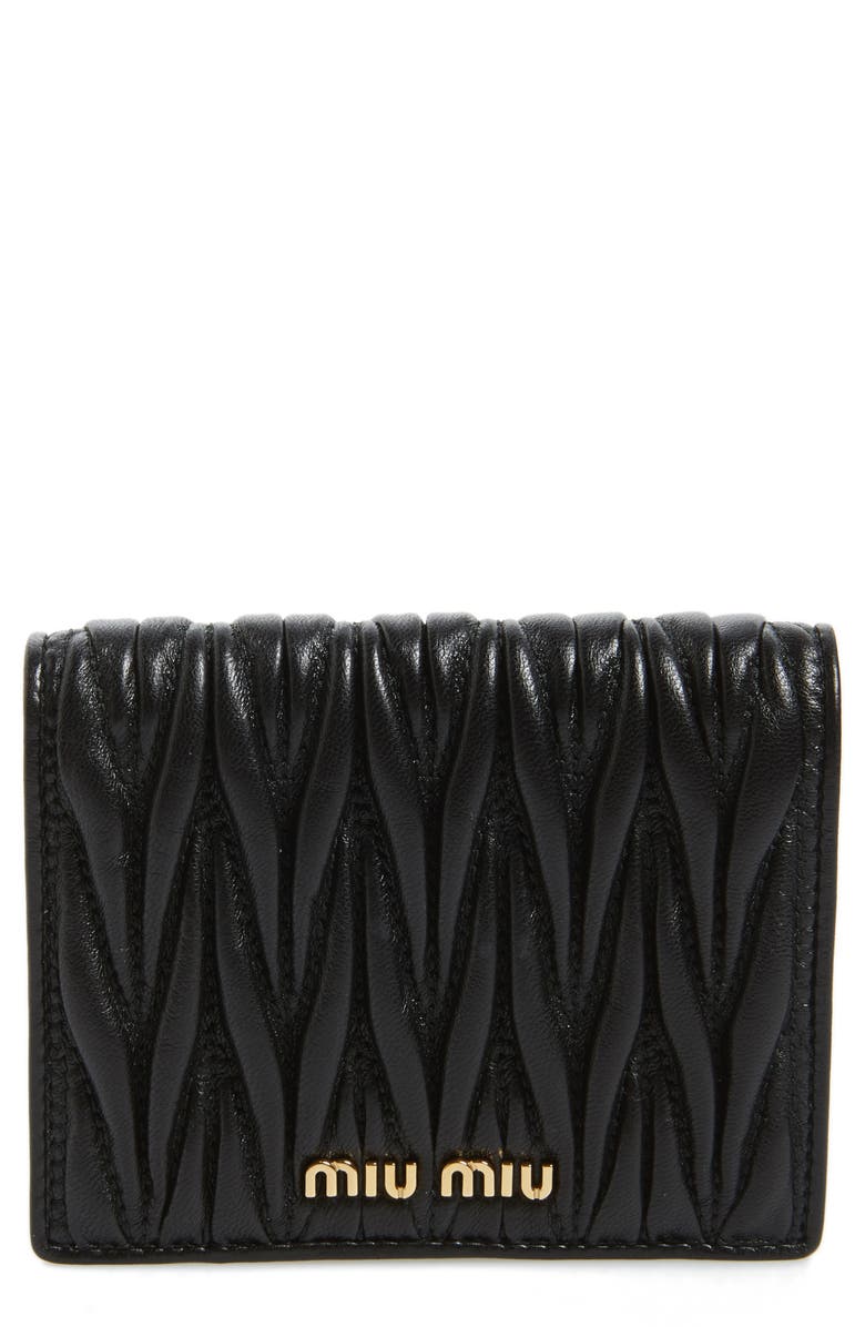 Miu Miu Matelassé Leather Wallet, Main, color, 