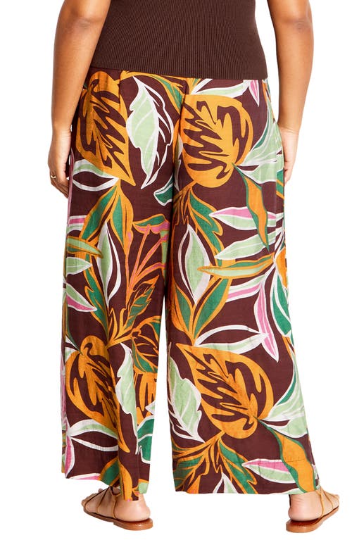 Shop City Chic High Waist Wide Leg Pants In Opulent Foligae