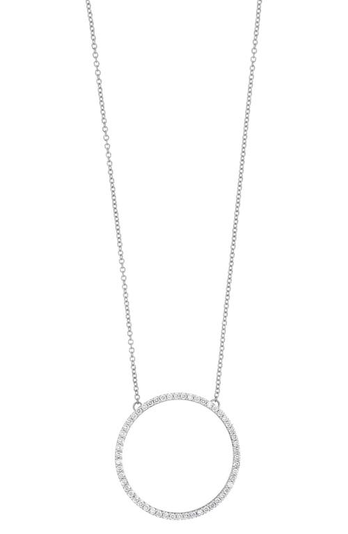 Bardot Diamond Pavé Circle Pendant Necklace in 18K White Gold