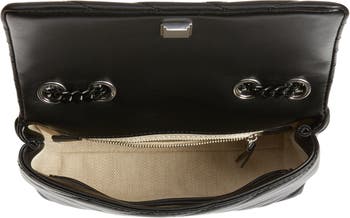 KIRA CHEVRON SMALL CONVERTIBLE SHOULDER BAG. Color in black