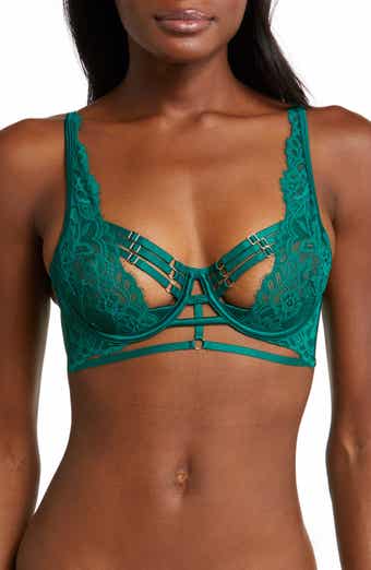 Hunkemoller Iggy Strapping Detail Bra With Lace High Apex In Green