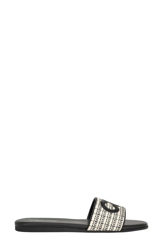 Calvin Klein Yides Womens Logo Textured Slide Sandals In Black01