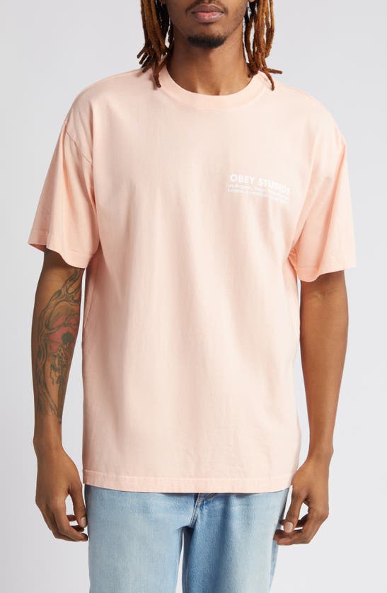 Shop Obey Studios Eye Cotton Graphic T-shirt In Peach Parfait