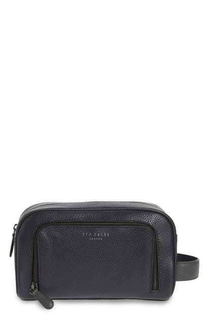 TED BAKER CORE LEATHER DOPP KIT,MXG-MIEL