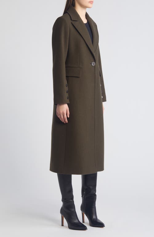 Shop Sam Edelman Single Breasted Wool Blend Reefer Coat In Military Green