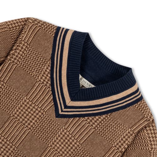 Shop Hope & Henry Baby Boys' Organic Intarsia Cricket Sweater, Infant In Brown Glen Plaid Intarsia