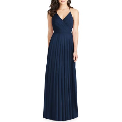 Dessy Collection Ruffle Back Chiffon Gown, Blue