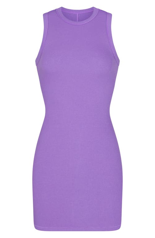 Shop Skims Stretch Cotton Rib Tank Dress In Ultra Violet