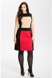 Calvin Klein Colorblock Ponte Knit Sheath Dress (Plus) | Nordstrom