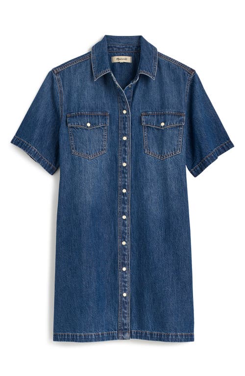 Shop Madewell Oversize Short Sleeve Denim Shirtdress In Santee Wash