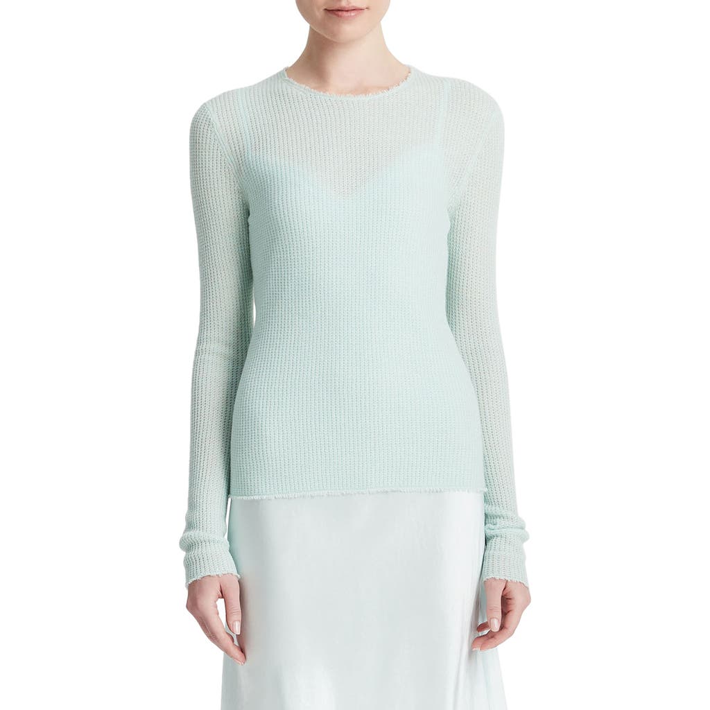 Shop Vince Fray Waffle Stitch Cashmere & Silk Top In Sea Star
