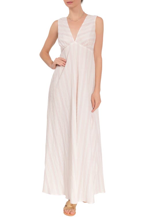 Amelia Stripe Cotton Nightgown in Stawberry Stripe