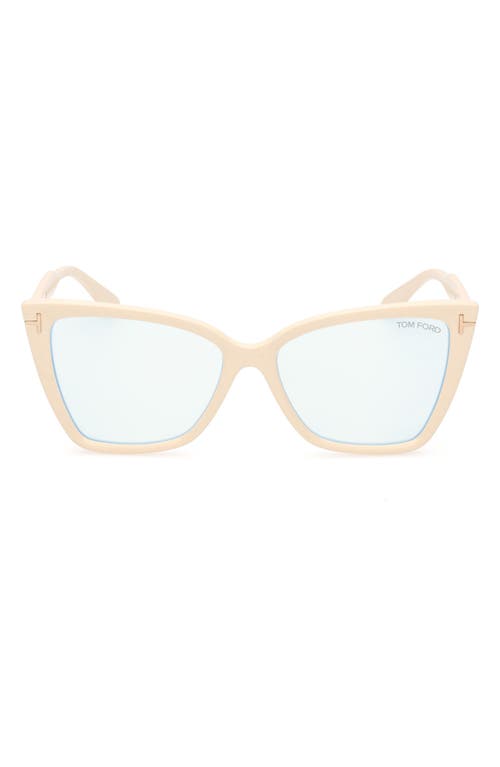 TOM FORD 55mm Cat Eye Blue Light Blocking Glasses in Ivory at Nordstrom